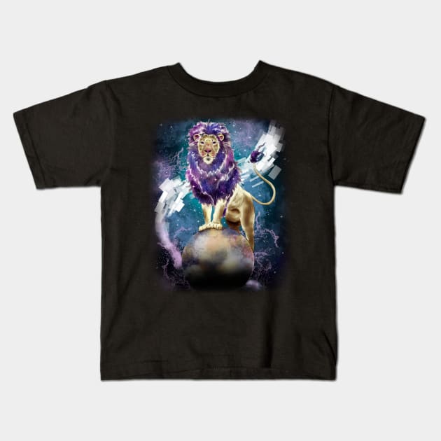 Galaxy Space Lion Kids T-Shirt by Dylawa